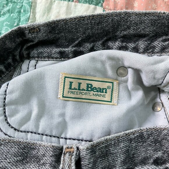 Vintage L.L. Bean Jeans Womens 12 Black Acid Wash Raw Hem High Rise Tapered Mom - Picture 7 of 12